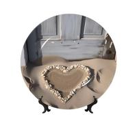 Piastre decorative in ceramica per porta a forma di cuore con sabbia da spiaggia, piatto decorativo in porcellana Bone China con espositore ornamento in ceramica fatto a mano Personalità piatto da