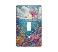 Piastre di copertura colorate per interruttori della luce della vita dell'oceano, vivaci scene acquatiche per la decorazione domestica, piastre da parete in materiale termoplastico, dimensioni