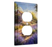 Piastre di copertura/coperture di uscita dell'interruttore della luce del paesaggio della lavanda, campi viola rustici per la decorazione della parete, piastre di parete termoplastiche, presa singola