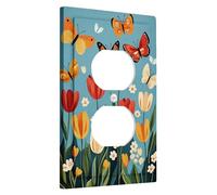 Piastre di copertura/coperture di uscita dell'interruttore della luce della farfalla della primavera, accenti della parete floreale del giardino blu, presa singola duplex di dimensioni standard