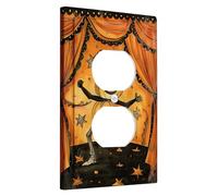 Piastre di copertura dell'interruttore a forma di zucca di Halloween, teatro autunnale arancione per decorazione da parete, piastre da parete termoplastiche, presa duplex singola di dimensioni