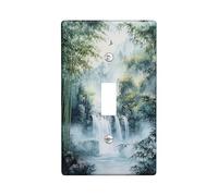 Piastre di copertura per interruttore della luce a cascata/coperture per uscite, verde tenue natura scenica per accenti da parete, piastre da parete in materiale termoplastico, dimensioni standard