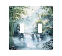 Piastre di copertura per interruttore della luce a cascata/coperture per uscite, verde tenue scenico natura per accenti da parete, piastre da parete in materiale termoplastico, dimensioni standard