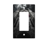 Piastre di copertura per interruttore della luce a croce rossa gotica, design cattedrale grigio scuro per accenti da parete, piastre da parete in materiale termoplastico, dimensioni standard singolo