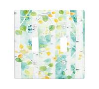 Piastre di copertura per interruttore della luce a foglia ad acquerello, design verde chiaro natura per decorazioni domestiche, piastre da parete in materiale termoplastico, dimensioni standard doppia