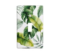 Piastre di copertura per interruttore della luce a foglia tropicale, fogliame verde della giungla per accenti domestici, piastre da parete in materiale termoplastico, dimensioni standard singolo