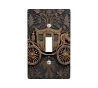 Piastre di copertura per interruttore della luce a forma di carrozza vintage, design floreale oro antico per la decorazione domestica, piastre da parete in materiale termoplastico, dimensioni standard