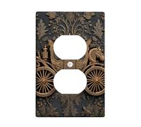 Piastre di copertura per interruttore della luce a forma di carrozza vintage, design floreale oro antico per la decorazione domestica, piastre da parete in materiale termoplastico, presa singola