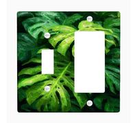 Piastre di copertura per interruttore della luce a forma di foglia tropicale di Monstera, lussureggiante fogliame verde per decorazioni domestiche, piastre da parete in materiale termoplastico