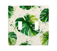 Piastre di copertura per interruttore della luce a forma di foglia tropicale, foglie di Monstera per decorazioni domestiche, piastre da parete in materiale termoplastico, dimensioni standard doppia