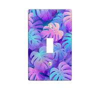 Piastre di copertura per interruttore della luce a forma di foglia tropicale, foglie di Monstera viola per decorazione da parete, piastre da parete in materiale termoplastico, dimensioni standard