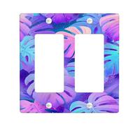 Piastre di copertura per interruttore della luce a forma di foglia tropicale, foglie di Monstera viola per decorazione da parete, piastre da parete in materiale termoplastico, dimensioni standard