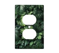 Piastre di copertura per interruttore della luce a forma di foglia tropicale, lussureggiante fogliame verde per la decorazione domestica, piastre da parete ecologiche, presa singola duplex di