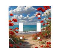Piastre di copertura per interruttore della luce a forma di papavero da spiaggia, fiori costieri rossi luminosi per decorazioni estive, piastre da parete in materiale termoplastico, dimensioni