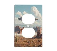 Piastre di copertura per interruttore della luce alieno astronave/coperture delle uscite, tema paesaggio desertico per decorazione da parete, piastre da parete in materiale termoplastico, presa