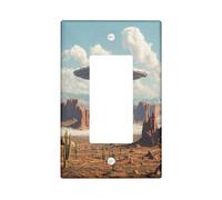 Piastre di copertura per interruttore della luce alieno astronave/coperture di uscita, tema paesaggio desertico per decorazione da parete, piastre da parete in materiale termoplastico, dimensioni
