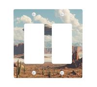 Piastre di copertura per interruttore della luce alieno astronave/coperture di uscita, tema paesaggio desertico per decorazione da parete, piastre da parete in materiale termoplastico, dimensioni