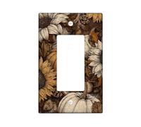 Piastre di copertura per interruttore della luce autunnale floreale, girasoli marroni e zucche per decorazioni domestiche, piastre da parete in materiale termoplastico, dimensioni standard singolo