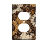 Piastre di copertura per interruttore della luce autunnale floreale, girasoli marroni e zucche per la decorazione domestica, piastre da parete in materiale termoplastico, presa singola duplex di