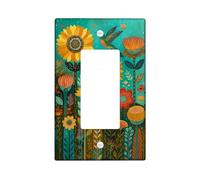 Piastre di copertura per interruttore della luce autunnale floreale, girasoli turchesi per decorazione domestica, piastre da parete in materiale termoplastico, dimensioni standard singolo Rocker