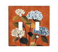 Piastre di copertura per interruttore della luce autunnale floreale, ortensie arancioni bruciate per decorazione da parete, stile vintage, accenti stagionali, piastre da parete in materiale