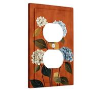 Piastre di copertura per interruttore della luce autunnale floreale, ortensie arancioni bruciate per decorazione da parete, stile vintage, accenti stagionali, piastre da parete in materiale