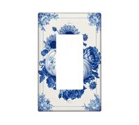 Piastre di copertura per interruttore della luce autunnale floreale, zucca blu e girasoli per decorazione da parete, piastre da parete in materiale termoplastico, dimensioni standard singolo Rocker