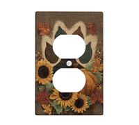 Piastre di copertura per interruttore della luce autunnale floreale, zucche arancioni calde e girasoli per decorazioni stagionali, piastre da parete in materiale termoplastico, presa singola duplex di