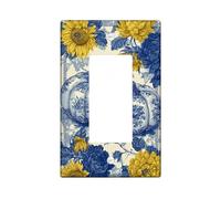 Piastre di copertura per interruttore della luce autunnale floreale, zucche blu e gialle con girasoli per decorazione domestica, piastre da parete in materiale termoplastico, dimensioni standard