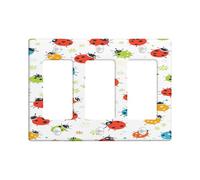 Piastre di copertura per interruttore della luce colorate coccinella, design luminoso con insetti per la cameretta dei bambini, piastre da parete in termoplastica, dimensioni standard 3 gang