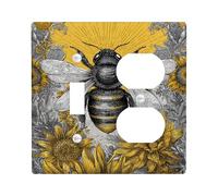 Piastre di copertura per interruttore della luce con api e girasole, design giallo brillante per la decorazione domestica, piastre da parete in materiale termoplastico, dimensioni standard a levetta