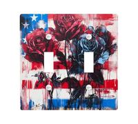 Piastre di copertura per interruttore della luce con bandiera americana, motivo floreale patriottico per la decorazione del giorno dell'indipendenza, piatti da parete d'arte moderna, dimensioni