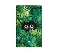Piastre di copertura per interruttore della luce con foglie tropicali, design gatto verde giungla per decorazioni domestiche, piastre da parete in materiale termoplastico, piastra di copertura vuota