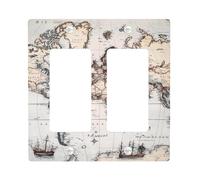 Piastre di copertura per interruttore della luce con mappa nautica vintage, design antico oceano per decorazione domestica, piastre da parete in materiale termoplastico, dimensioni standard doppio