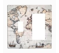 Piastre di copertura per interruttore della luce con mappa nautica vintage, design antico oceano per decorazioni domestiche, piastre da parete in materiale termoplastico, dimensioni standard a levetta
