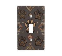 Piastre di copertura per interruttore della luce con stampa rustica, tracce di animali marroni per decorazioni domestiche, piastre da parete in materiale termoplastico, dimensioni standard a levetta