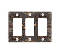 Piastre di copertura per interruttore della luce con stampa rustica, tracce di animali marroni per decorazioni domestiche, piastre da parete in materiale termoplastico, dimensioni standard 3 gang