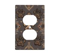 Piastre di copertura per interruttore della luce con stampa rustica, tracce di animali marroni per la decorazione domestica, piastre da parete in materiale termoplastico, presa singola duplex di