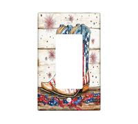 Piastre di copertura per interruttore della luce degli stivali da cowboy patriottici, decorazioni occidentali vintage con bandiera americana, piastre da parete in materiale termoplastico, dimensioni