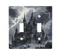 Piastre di copertura per interruttore della luce del castello gotico, tema notte tempestosa per accenti da parete di Halloween, piastre da parete in materiale termoplastico, dimensioni standard doppia
