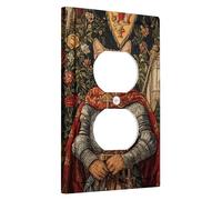 Piastre di copertura per interruttore della luce del cavaliere medievale, coperture per uscite, accenti da parete vintage con design arazzo, dimensioni standard, decorazione termoplastica singola
