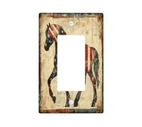 Piastre di copertura per interruttore della luce del cavallo patriottico, bandiera americana vintage per accenti da parete, piastre da parete in termoplastica moderna, dimensioni standard, bilanciere