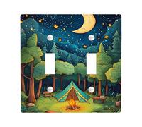 Piastre di copertura per interruttore della luce del cielo notturno da campeggio, blu verde tenda sotto le stelle per la decorazione domestica, piastre da parete in materiale termoplastico, dimensioni