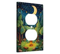 Piastre di copertura per interruttore della luce del cielo notturno da campeggio, blu verde tenda sotto le stelle per la decorazione domestica, piastre da parete in materiale termoplastico, presa