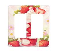 Piastre di copertura per interruttore della luce del dessert alla fragola/coperture di uscita, frutti estivi di pesca per la decorazione domestica, piatti da parete in materiale termoplastico, doppio