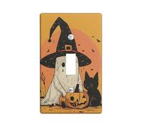 Piastre di copertura per interruttore della luce del fantasma della strega di Halloween, coperture per uscite, decorazione da parete arancione e nera per le festività natalizie, piastre da parete in