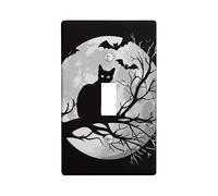 Piastre di copertura per interruttore della luce del gatto di Halloween, coperture per uscite, luna piena e pipistrelli per decorazioni spettrali, piatti da parete in materiale termoplastico