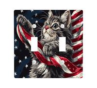 Piastre di copertura per interruttore della luce del gatto patriottico/coperture delle uscite, bandiera USA per la decorazione della stanza, piastre da parete in termoplastica resistente, dimensioni