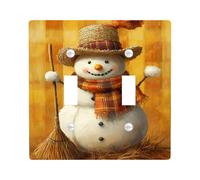 Piastre di copertura per interruttore della luce del pupazzo di neve invernale, simpatica decorazione per gli accenti festivi, piastre da parete in materiale termoplastico, dimensioni standard, doppia
