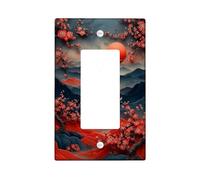 Piastre di copertura per interruttore della luce del tramonto rosso autunnale, coperture per uscite, paesaggio in fiore di ciliegie per la decorazione domestica, piastre da parete in materiale
